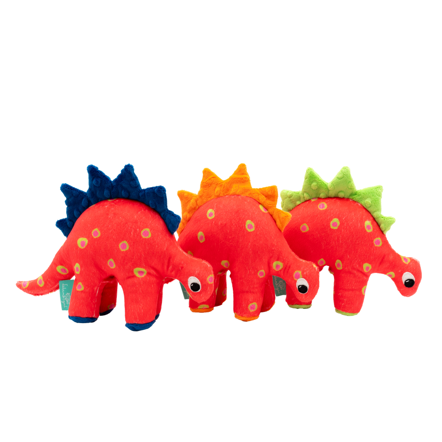 Dino Baby Lovey in Watermelon Dots and Orange Fin