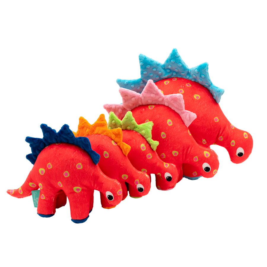 Dino Baby Lovey in Watermelon Dots and Orange Fin