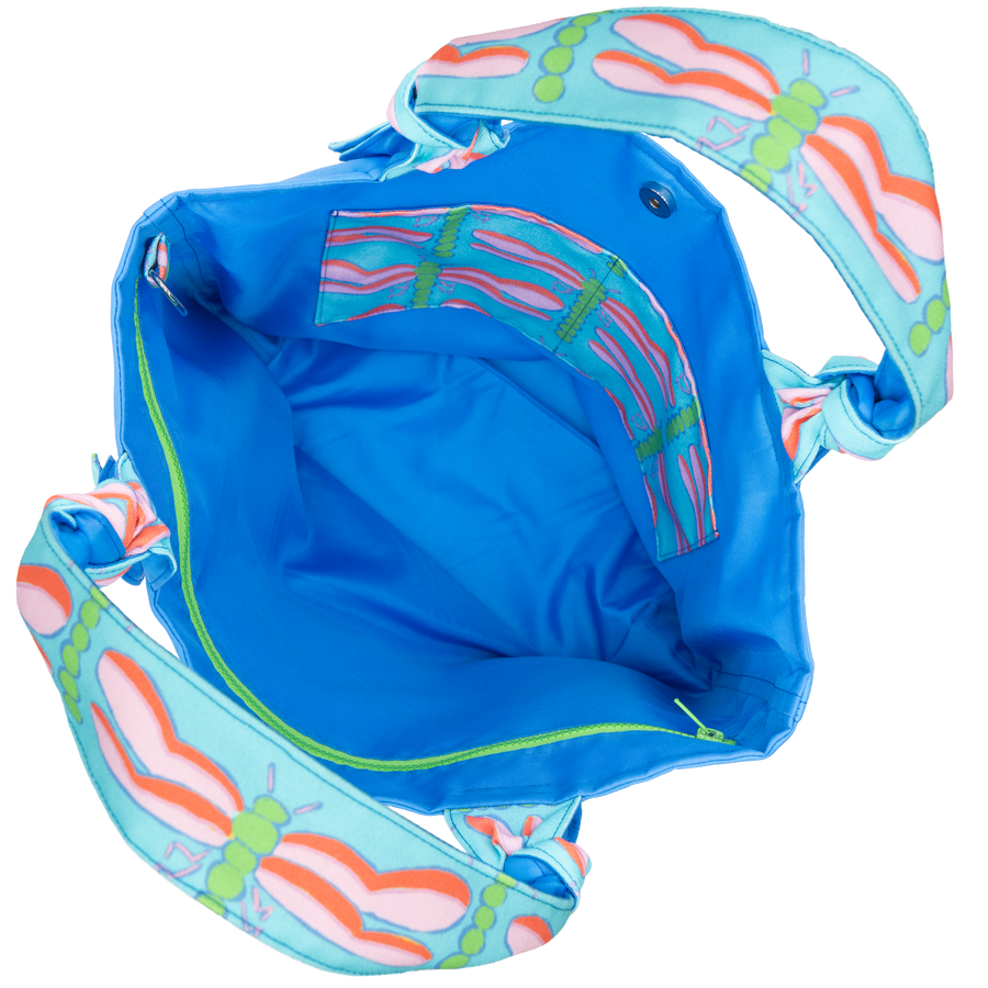 Waterfall Dragonflies/Blue Outside Bag