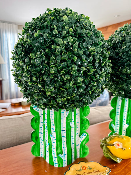 Emerald Birch Hand-Painted Scalloped Vinyl Vase Sleeve