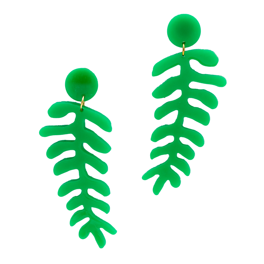 Emerald Ferns with Emerald Disc Earrings