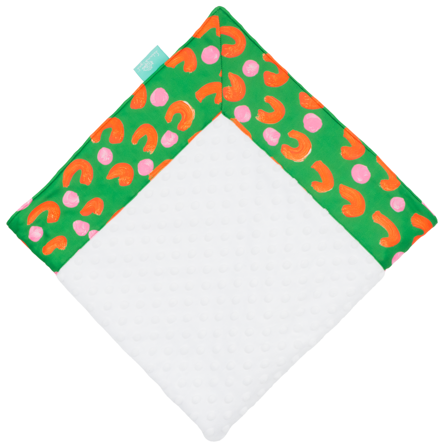 Emerald French Dots with White Minky Baby Blankie