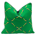 Emerald Trout Lattice/Navy/White Welt and Navy Back Indoor Square Pillow