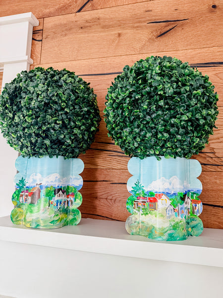 Nell Revel Smith Fishtown Hand-Painted Scalloped Vinyl Vase Sleeve Pair