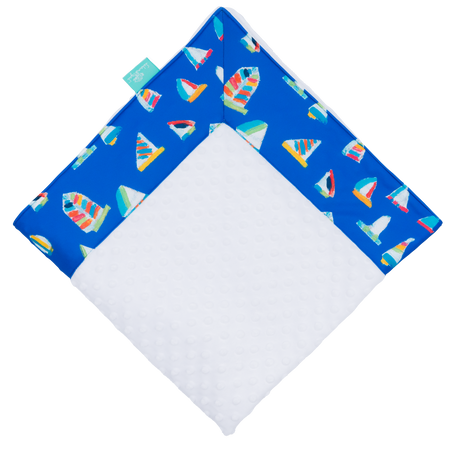 French Blue Summer Sail with White Minky Baby Blankie