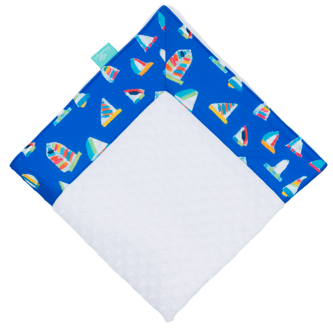 French Blue Summer Sail with White Minky Baby Blankie