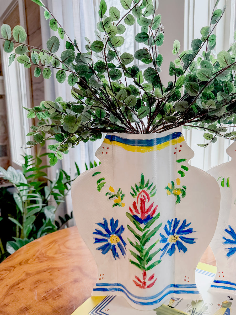 Nell Revel Smith French Country Hand-Painted Vinyl Ginger Jar Vase Sleeve