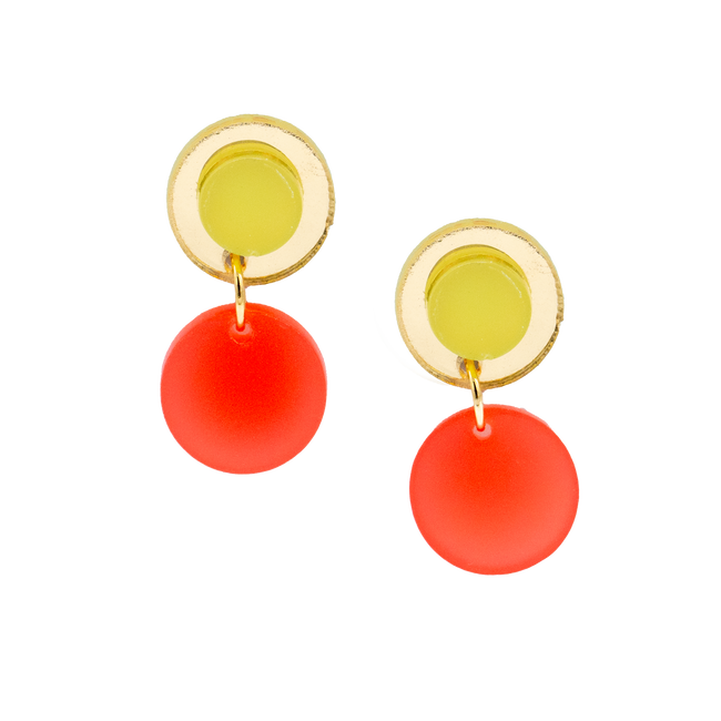 Gold/Kiwi/Tangerine Circle Earrings