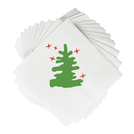 Holiday Tree White Cocktail Napkins