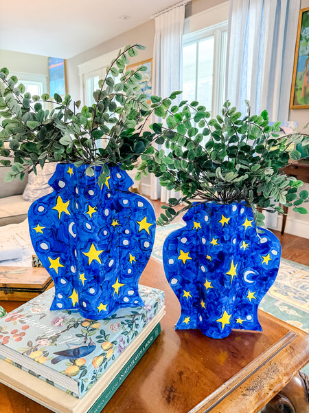 In the Darkness, Look for the Light Hand-Painted Vinyl Ginger Jar Vase Sleeve Pair