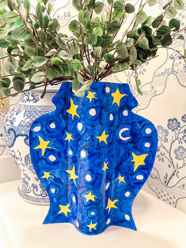 In the Darkness, Look for the Light Hand-Painted Vinyl Ginger Jar Vase Sleeve