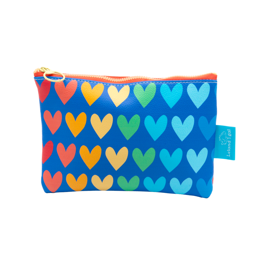 Navy Joyful Hearts Eco-Leather Stash Bag