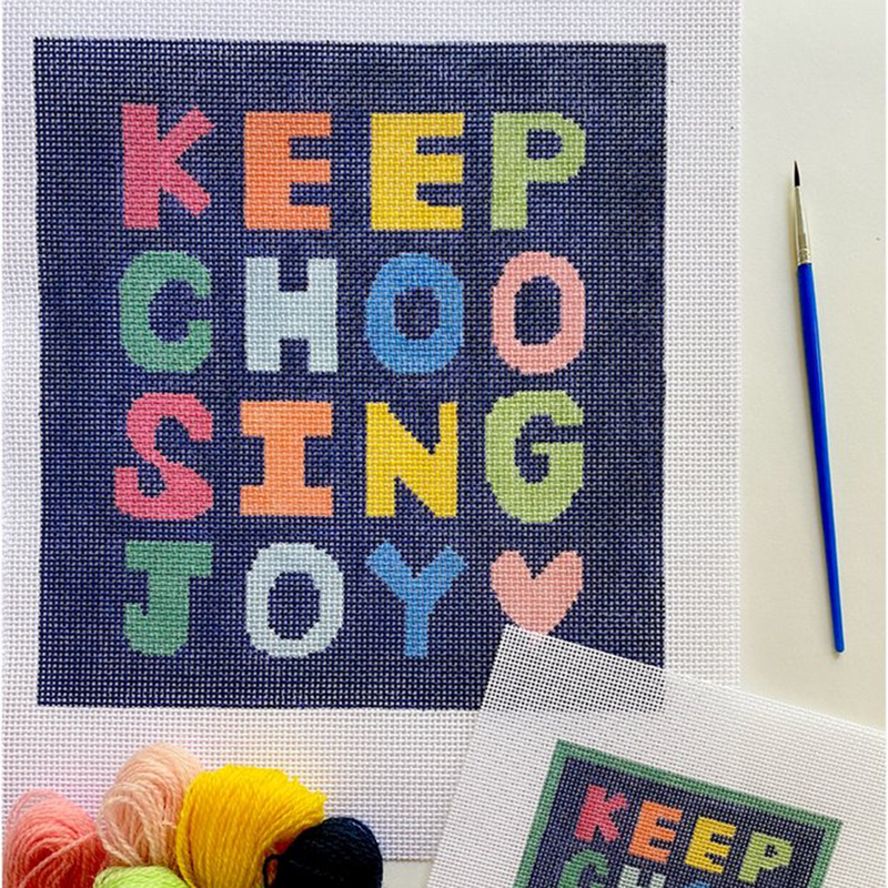 Navy Keep Choosing Joy Crest Large Needlepoint