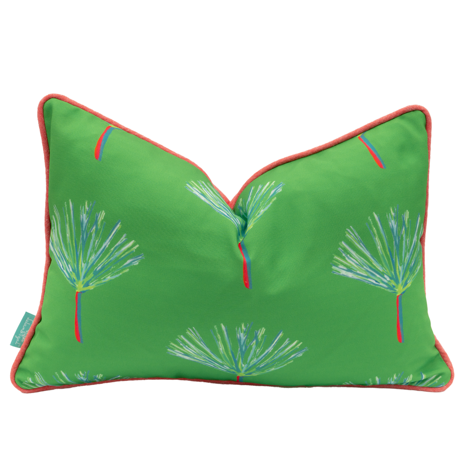 Leaf Pine Bow/Salmon Welt and Back Indoor Lumbar  Pillow