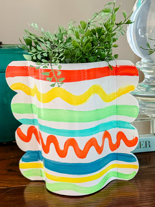 Leaps and Bounds Hand-Painted Scalloped Vinyl Vase Sleeve