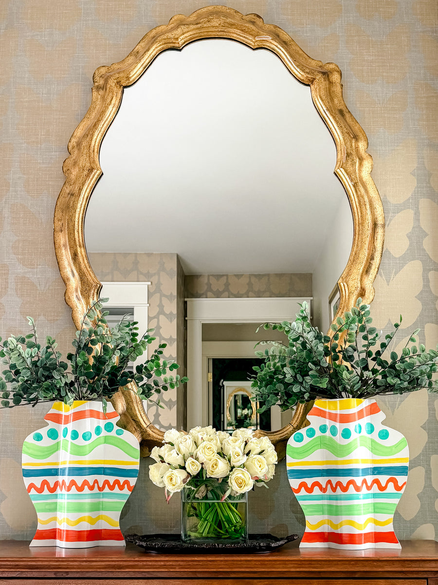 Leaps and Bounds Hand-Painted Vinyl Ginger Jar Vase Sleeve Pair