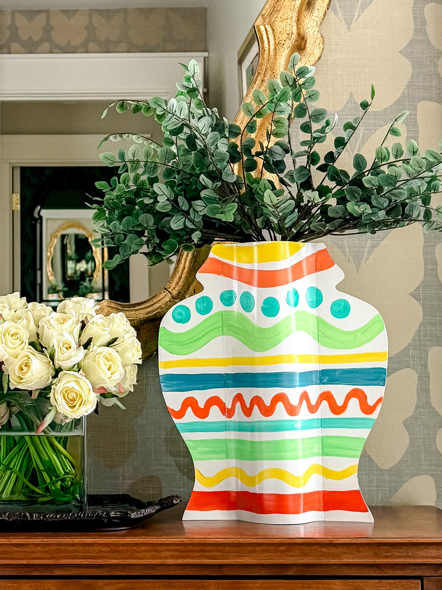 Leaps and Bounds Hand-Painted Vinyl Ginger Jar Vase Sleeve