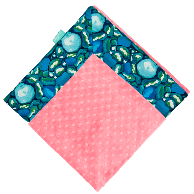 Leland Blue with Coral Minky Baby Blankies