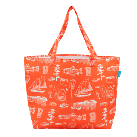 Coral Leland Toile Packable Tote