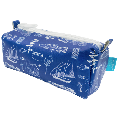 Navy Leland Toile Eco-Leather Dopp