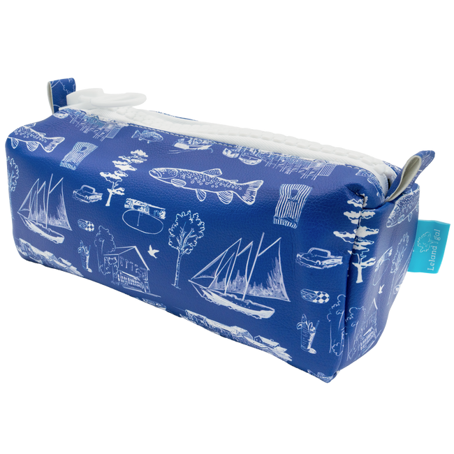 Navy Leland Toile Eco-Leather Dopp