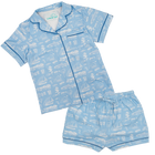 Powder Blue Leland Toile Cotton PJ Short Set