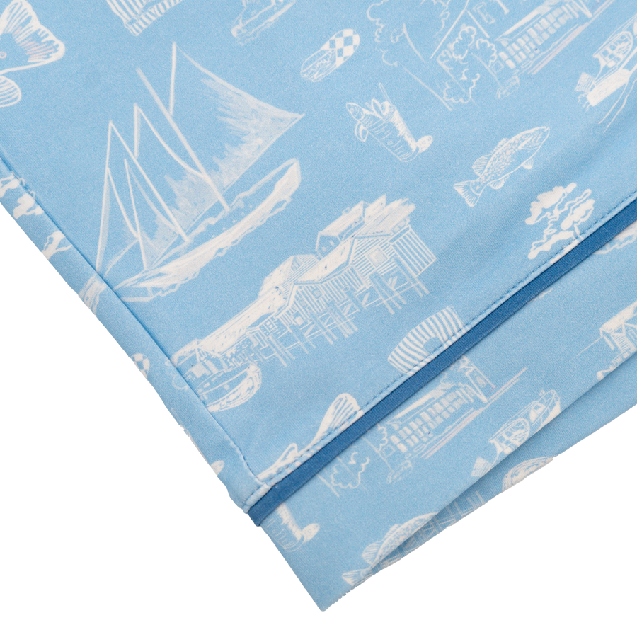 Powder Blue Leland Toile Cotton PJ Short Set
