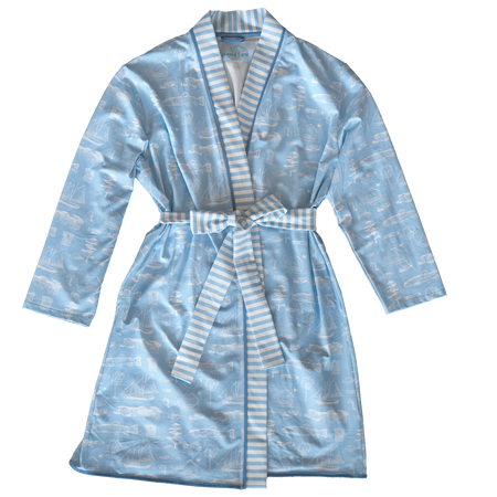 Powder Blue Leland Toile Robe