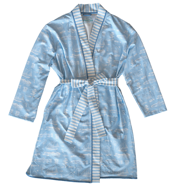 Powder Blue Leland Toile Robe