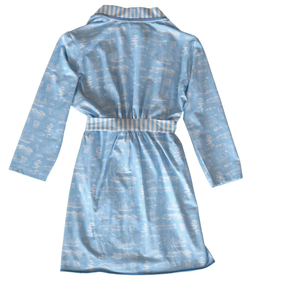 Powder Blue Leland Toile Robe