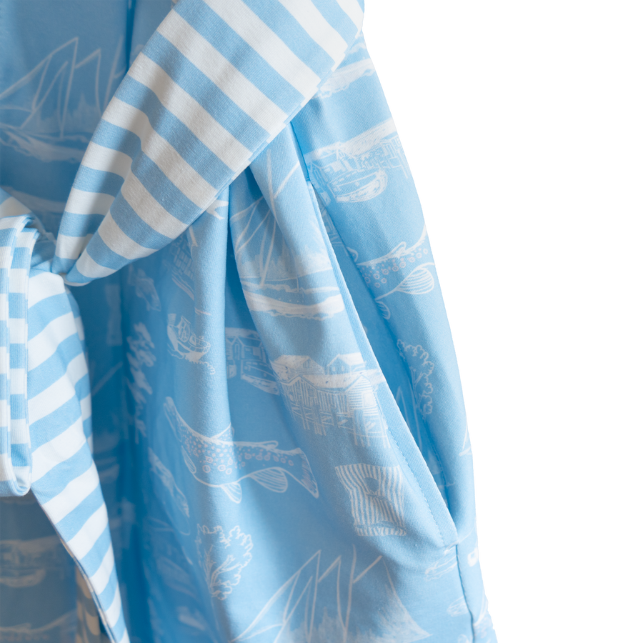 Powder Blue Leland Toile Robe