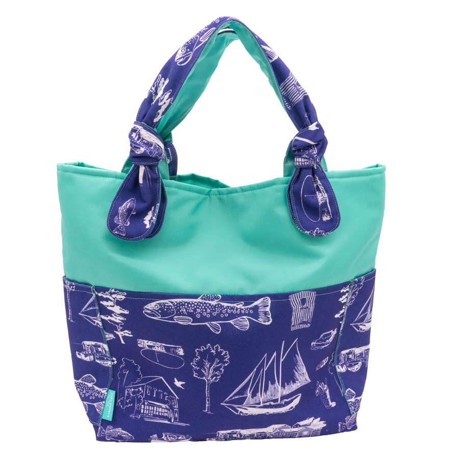 Sapphire Leland Toile/Aqua Outside Bag