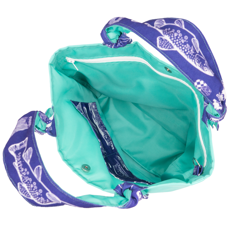 Sapphire Leland Toile/Aqua Outside Bag