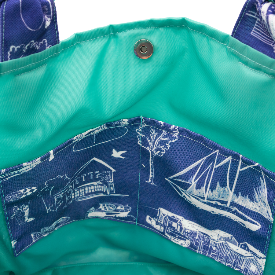 Sapphire Leland Toile/Aqua Outside Bag