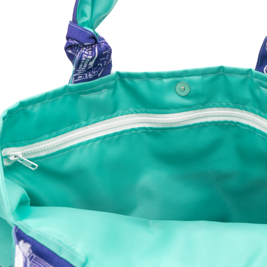 Sapphire Leland Toile/Aqua Outside Bag