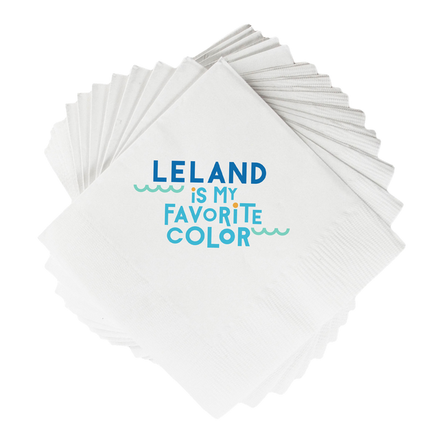 Leland is my Favorite Color White Cocktail Napkins
