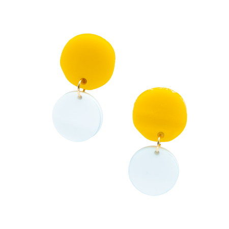 Maxi Yellow and White Circle Earrings