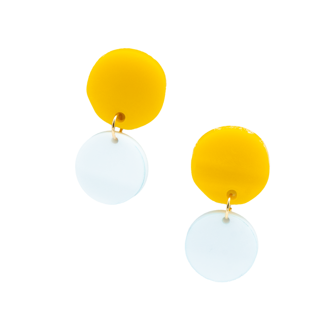 Maxi Yellow and White Circle Earrings