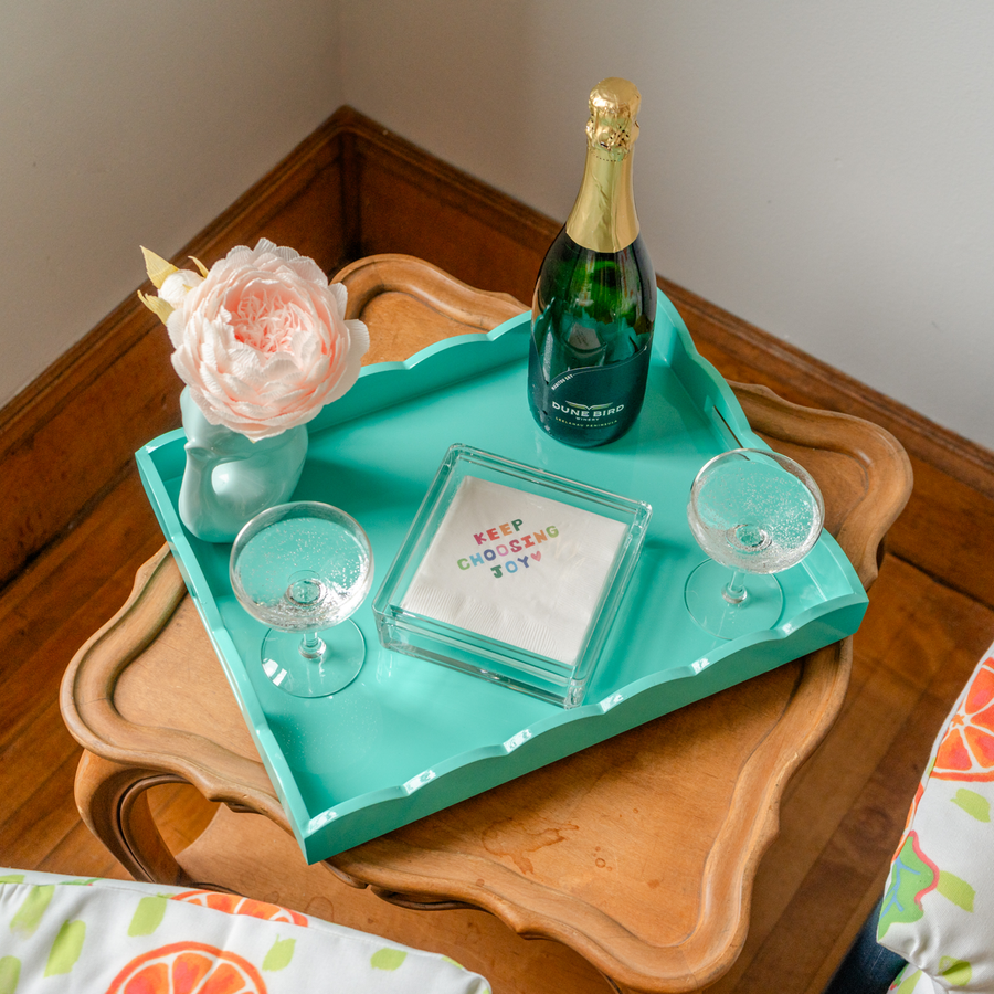 Turquoise Lacquered Tray, Medium