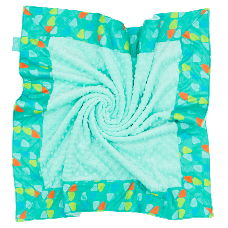 Milk Glass Keep Movin’ with Opal Minky Baby Blankie