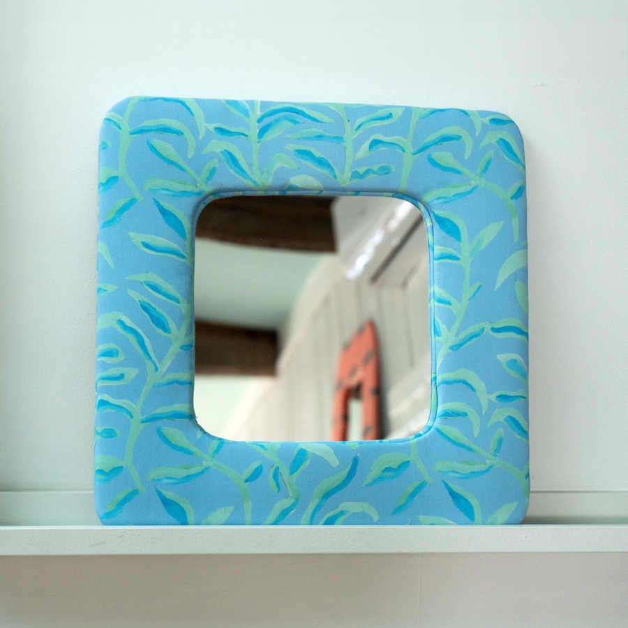 Mist Cornsilk Sway Upholstered Mirror