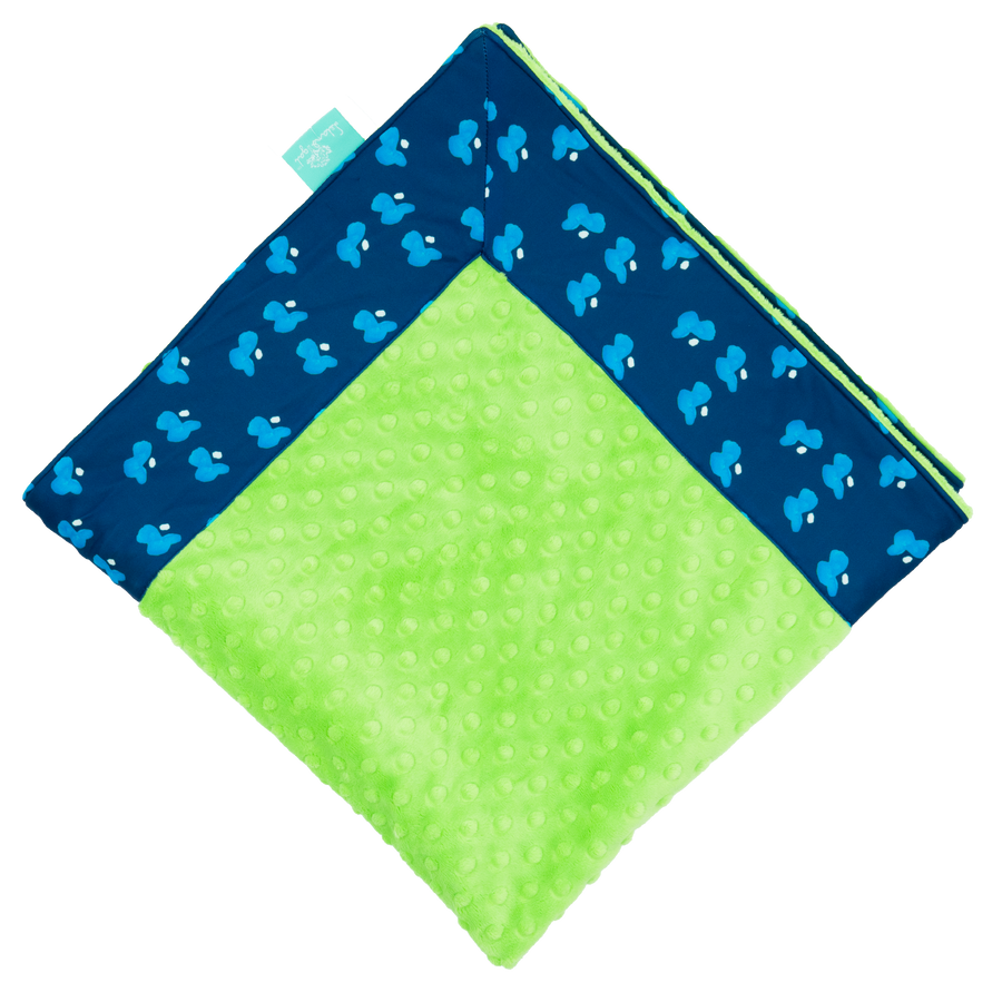 Navy Bimpy Bop with Lime Minky Baby Blankie