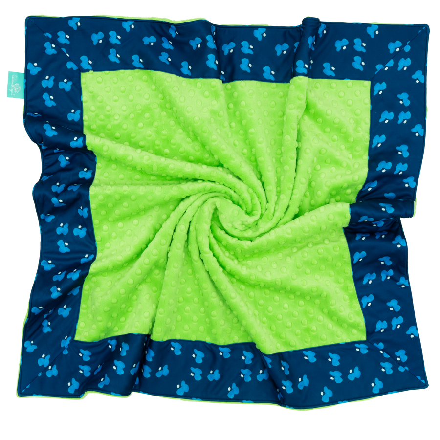 Navy Bimpy Bop with Lime Minky Baby Blankie