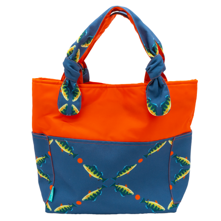 Navy Perch Lattice/Dark Orange Outside Bag