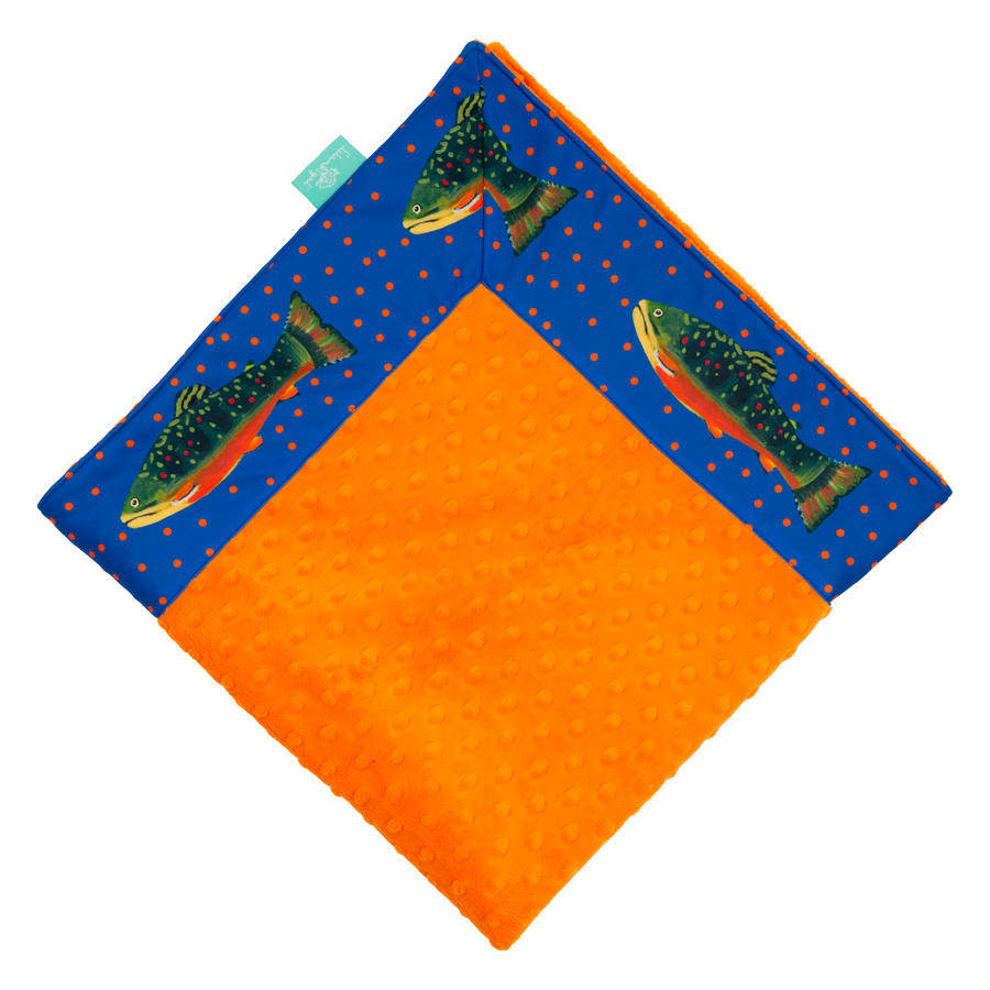 Periwinkle Trout with Mandarin Minky Baby Blankie