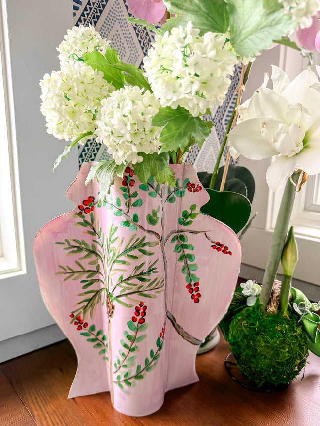Nell Revel Smith Pink Palms Hand-Painted Vinyl Ginger Jar Vase Sleeve