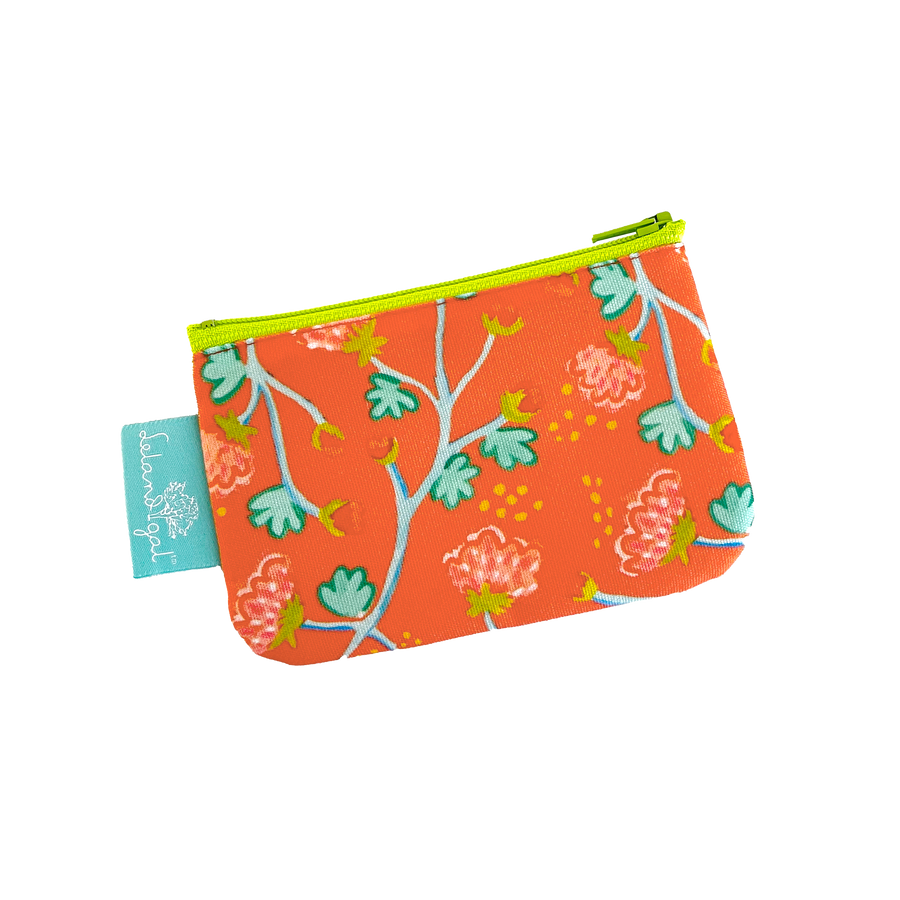 Poppy Peony Waltz Canvas Zip Change Purse