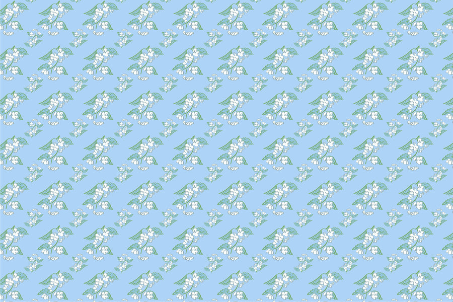 Powder Blue Breezy Blossoms Fabric