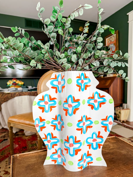 Quadrafoil Hand-Painted Vinyl Ginger Jar Vase Sleeve