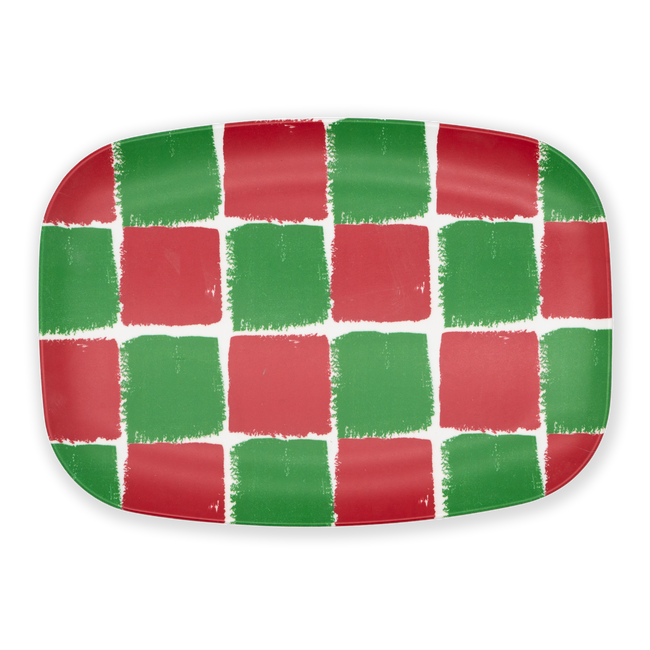 Red/White Plaid Holiday Melamine Platter